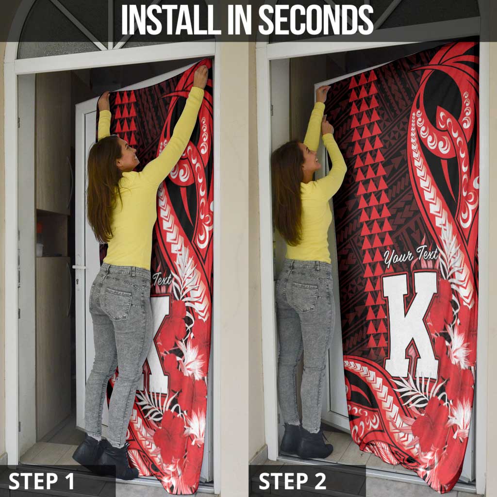 Personalised Hawaii Kalani High School Door Cover Tribal Tattoo With Hibiscus Flowers LT05 - Polynesian Pride