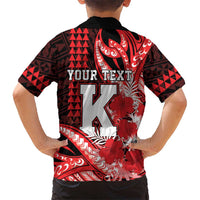 Personalised Hawaii Kalani High School Family Matching Short Sleeve Bodycon Dress and Hawaiian Shirt Tribal Tattoo With Hibiscus Flowers LT05 - Polynesian Pride