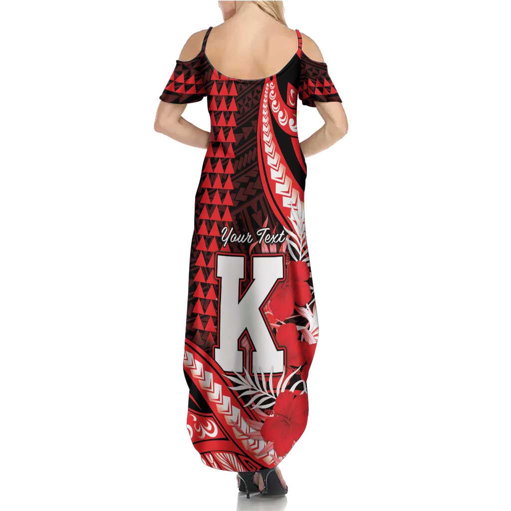 Personalised Hawaii Kalani High School Family Matching Summer Maxi Dress and Hawaiian Shirt Tribal Tattoo With Hibiscus Flowers LT05 - Polynesian Pride