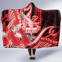 Hawaii Kalani High School Hooded Blanket Tribal Tattoo With Hibiscus Flowers