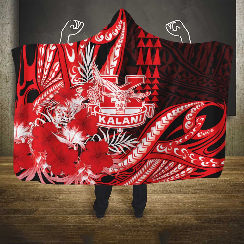 Hawaii Kalani High School Hooded Blanket Tribal Tattoo With Hibiscus Flowers