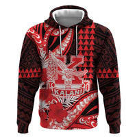 Personalised Hawaii Kalani High School Hoodie Tribal Tattoo With Hibiscus Flowers LT05 Pullover Hoodie Red - Polynesian Pride