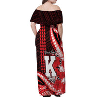 Personalised Hawaii Kalani High School Off Shoulder Maxi Dress Tribal Tattoo With Hibiscus Flowers LT05 - Polynesian Pride