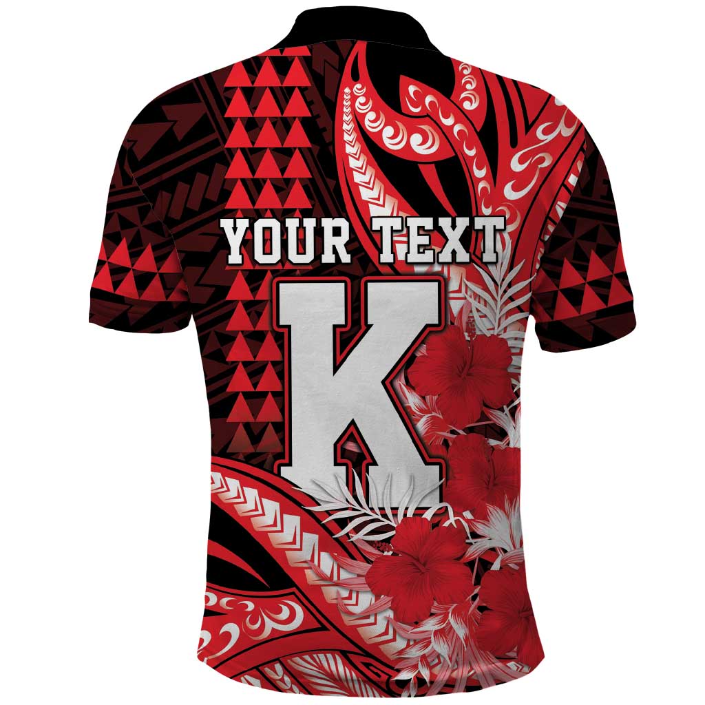 Personalised Hawaii Kalani High School Polo Shirt Tribal Tattoo With Hibiscus Flowers LT05 - Polynesian Pride