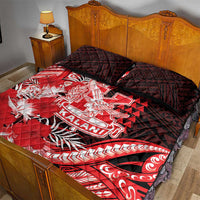 Hawaii Kalani High School Quilt Bed Set Tribal Tattoo With Hibiscus Flowers