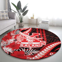 Hawaii Kalani High School Round Carpet Tribal Tattoo With Hibiscus Flowers