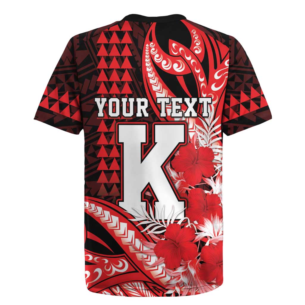Personalised Hawaii Kalani High School Rugby Jersey Tribal Tattoo With Hibiscus Flowers LT05 - Polynesian Pride