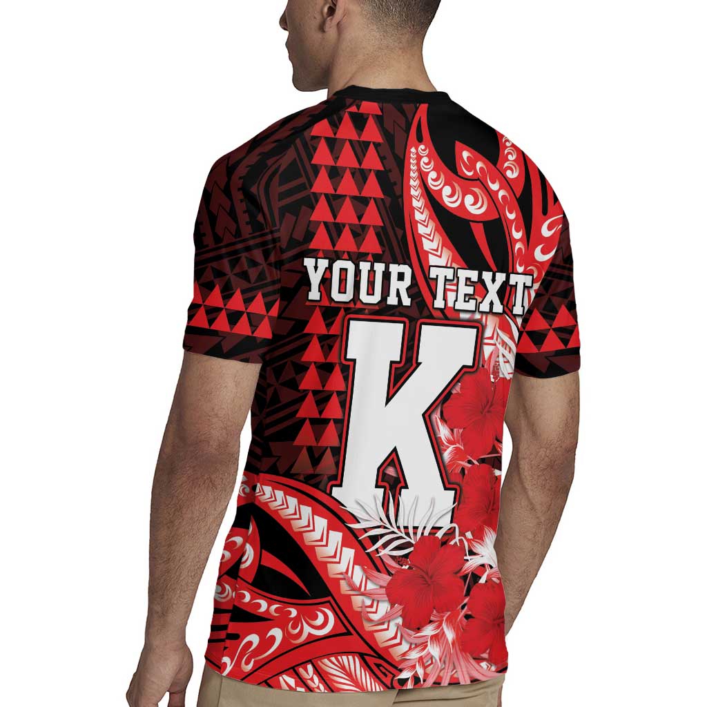 Personalised Hawaii Kalani High School Rugby Jersey Tribal Tattoo With Hibiscus Flowers LT05 - Polynesian Pride