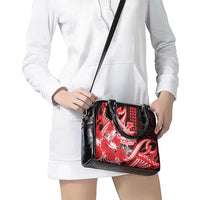 Hawaii Kalani High School Shoulder Handbag Tribal Tattoo With Hibiscus Flowers
