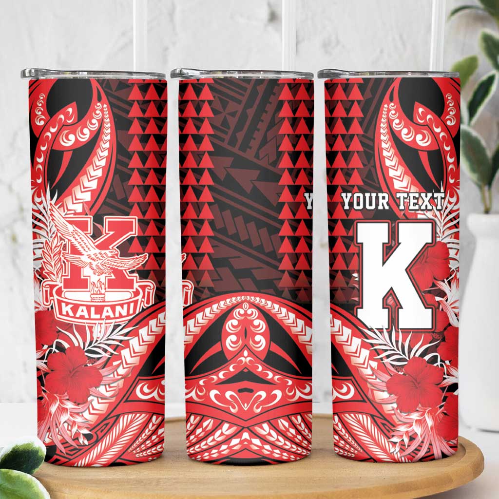 Personalised Hawaii Kalani High School Skinny Tumbler Tribal Tattoo With Hibiscus Flowers