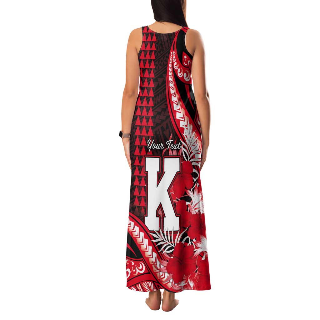 Personalised Hawaii Kalani High School Tank Maxi Dress Tribal Tattoo With Hibiscus Flowers LT05 - Polynesian Pride