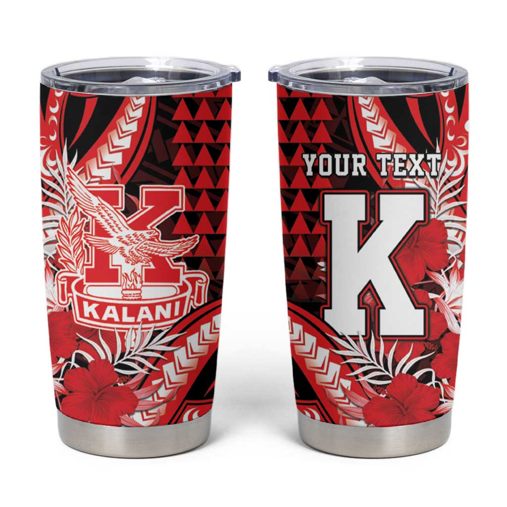 Personalised Hawaii Kalani High School Tumbler Cup Tribal Tattoo With Hibiscus Flowers LT05 Red - Polynesian Pride