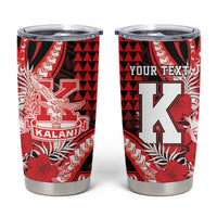 Personalised Hawaii Kalani High School Tumbler Cup Tribal Tattoo With Hibiscus Flowers LT05 Red - Polynesian Pride