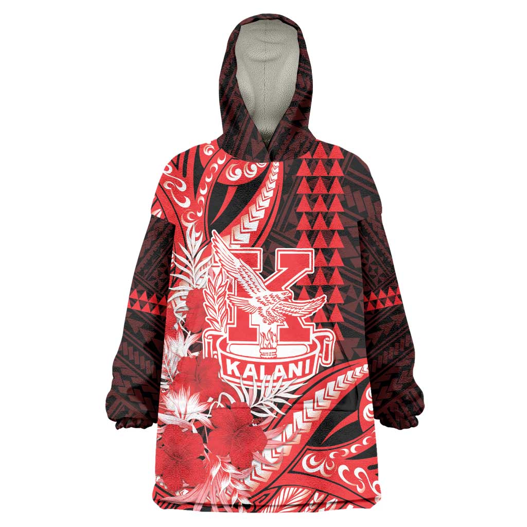 Personalised Hawaii Kalani High School Wearable Blanket Hoodie Tribal Tattoo With Hibiscus Flowers