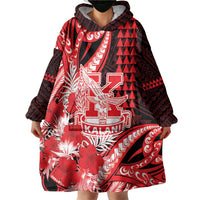 Personalised Hawaii Kalani High School Wearable Blanket Hoodie Tribal Tattoo With Hibiscus Flowers LT05 - Polynesian Pride