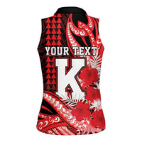 Personalised Hawaii Kalani High School Women Sleeveless Polo Shirt Tribal Tattoo With Hibiscus Flowers LT05 - Polynesian Pride