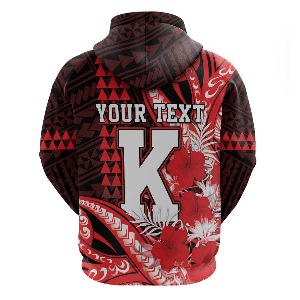Personalised Hawaii Kalani High School Zip Hoodie Tribal Tattoo With Hibiscus Flowers LT05 - Polynesian Pride