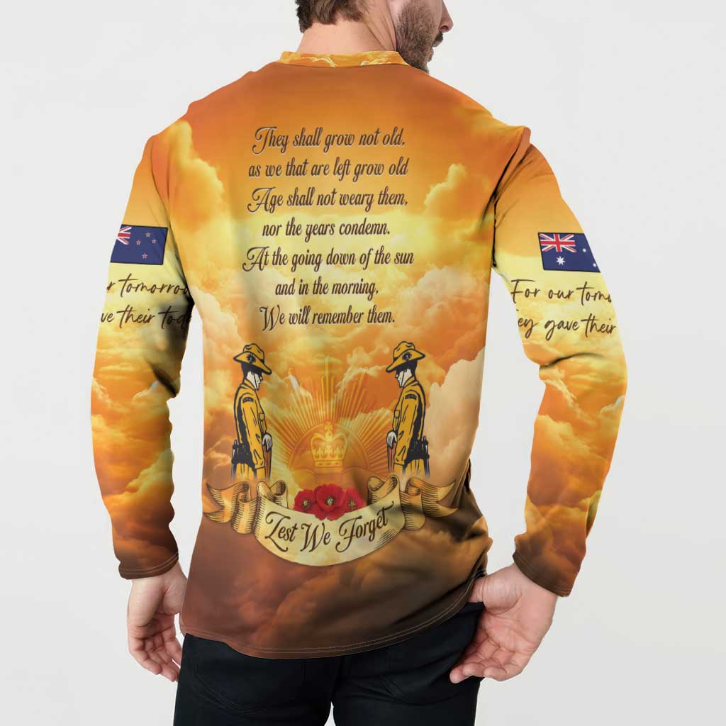 New Zealand And Australia ANZAC Day Button Sweatshirt Sinai Palestine Campaign Lest We Forget
