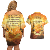 New Zealand And Australia ANZAC Day Couples Matching Off Shoulder Short Dress and Hawaiian Shirt Sinai Palestine Campaign Lest We Forget