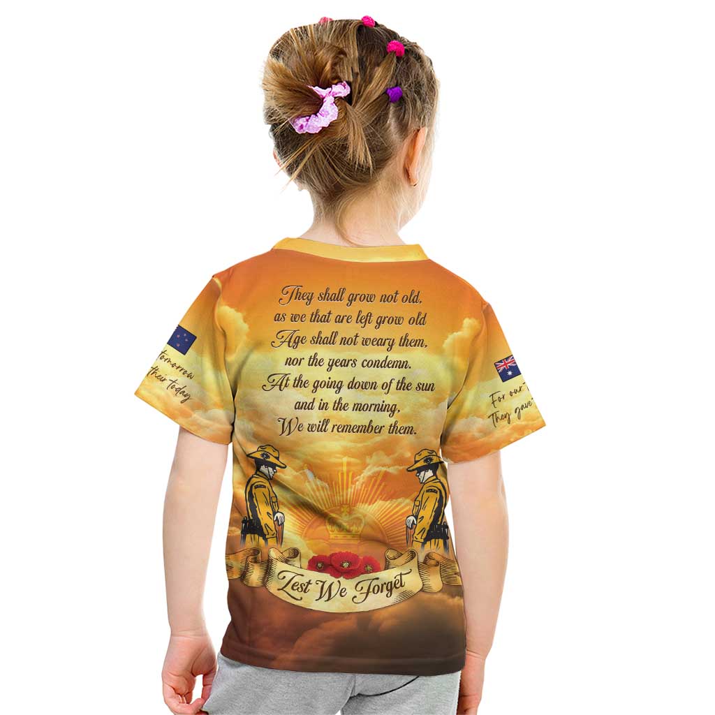 New Zealand And Australia ANZAC Day Kid T Shirt Sinai Palestine Campaign Lest We Forget