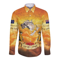 New Zealand And Australia ANZAC Day Long Sleeve Button Shirt Sinai Palestine Campaign Lest We Forget