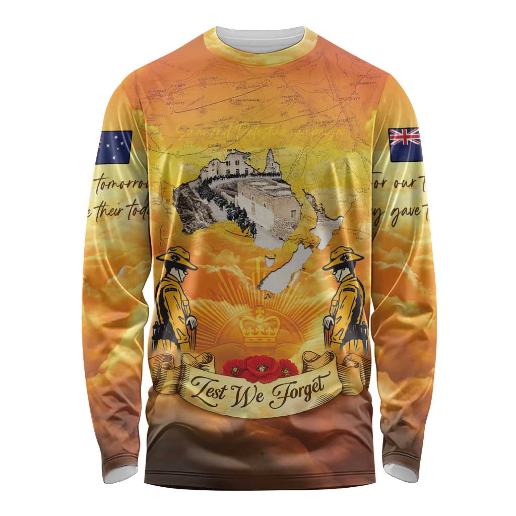 New Zealand And Australia ANZAC Day Long Sleeve Shirt Sinai Palestine Campaign Lest We Forget