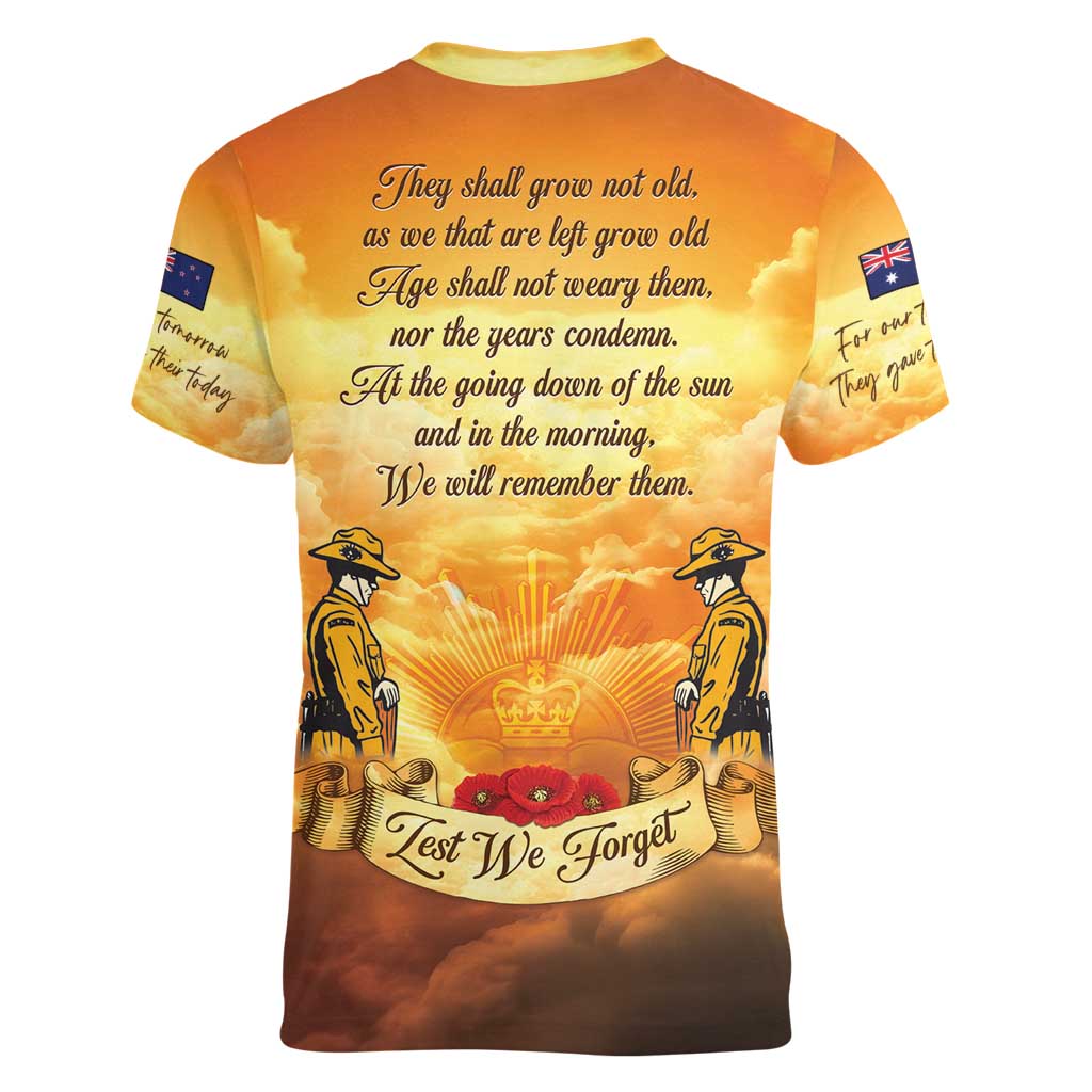 New Zealand And Australia ANZAC Day Women V-Neck T-Shirt Sinai Palestine Campaign Lest We Forget