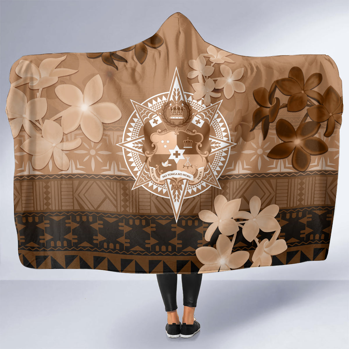 Tonga Emancipation Day Hooded Blanket Tongan Kupesi Ngatu Pattern Vintage Style