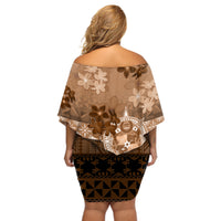 Tonga Emancipation Day Off Shoulder Short Dress Tongan Kupesi Ngatu Pattern Vintage Style