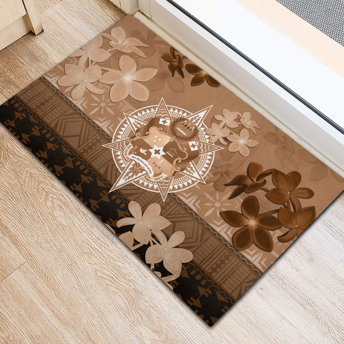 Tonga Emancipation Day Rubber Doormat Tongan Kupesi Ngatu Pattern Vintage Style