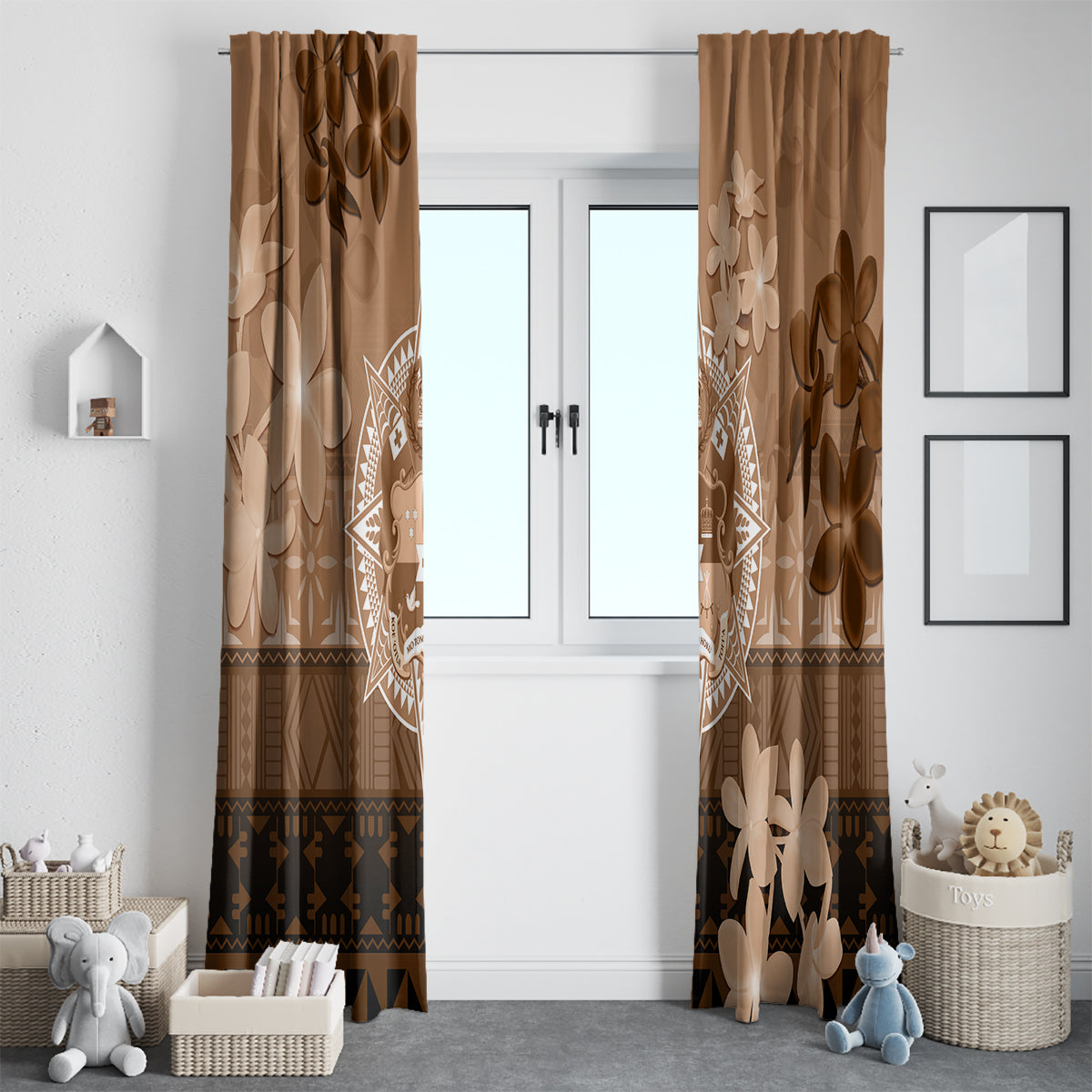 Tonga Emancipation Day Window Curtain Tongan Kupesi Ngatu Pattern Vintage Style