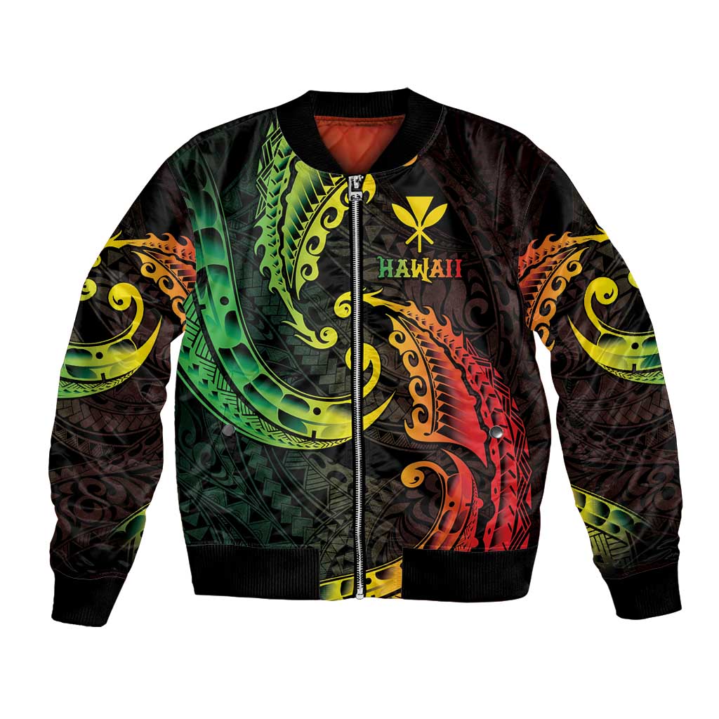 AAPI Heritage Month Bomber Jacket Kanaka Maoli Polynesian Tribal Wave LT05 Unisex Reggae - Polynesian Pride