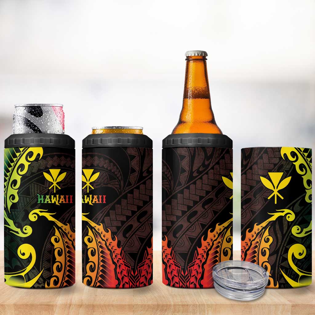 AAPI Heritage Month 4 in 1 Can Cooler Tumbler Kanaka Maoli Polynesian Tribal Wave LT05 - Polynesian Pride