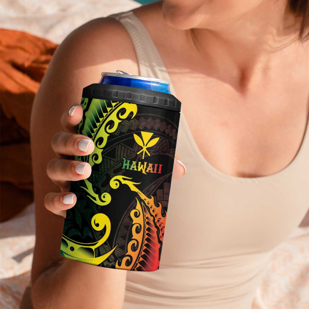 AAPI Heritage Month 4 in 1 Can Cooler Tumbler Kanaka Maoli Polynesian Tribal Wave LT05 - Polynesian Pride