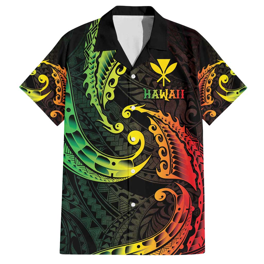 AAPI Heritage Month Family Matching Puletasi and Hawaiian Shirt Kanaka Maoli Polynesian Tribal Wave LT05 Dad's Shirt - Short Sleeve Reggae - Polynesian Pride