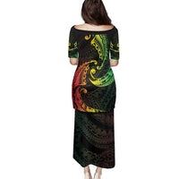 AAPI Heritage Month Family Matching Puletasi and Hawaiian Shirt Kanaka Maoli Polynesian Tribal Wave LT05 - Polynesian Pride