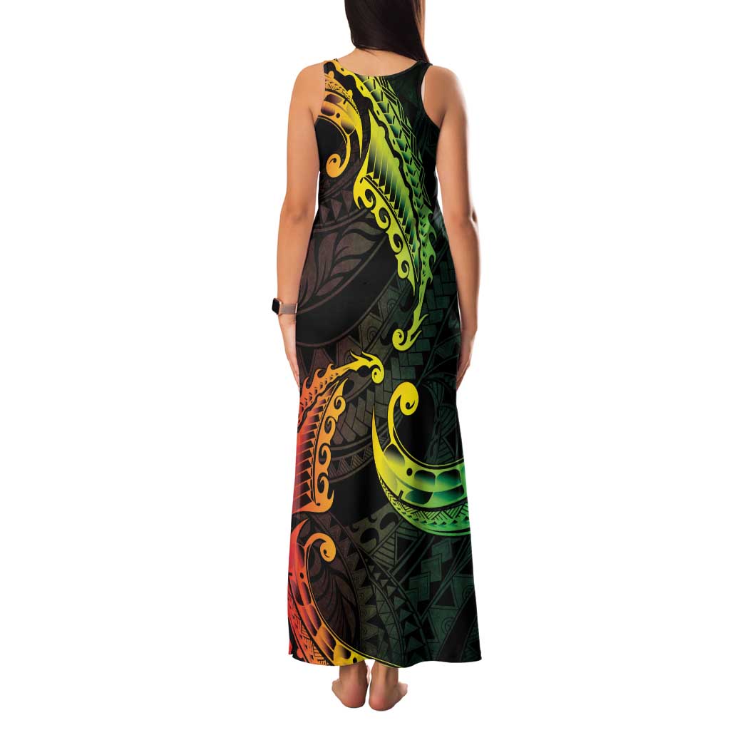 AAPI Heritage Month Family Matching Tank Maxi Dress and Hawaiian Shirt Kanaka Maoli Polynesian Tribal Wave