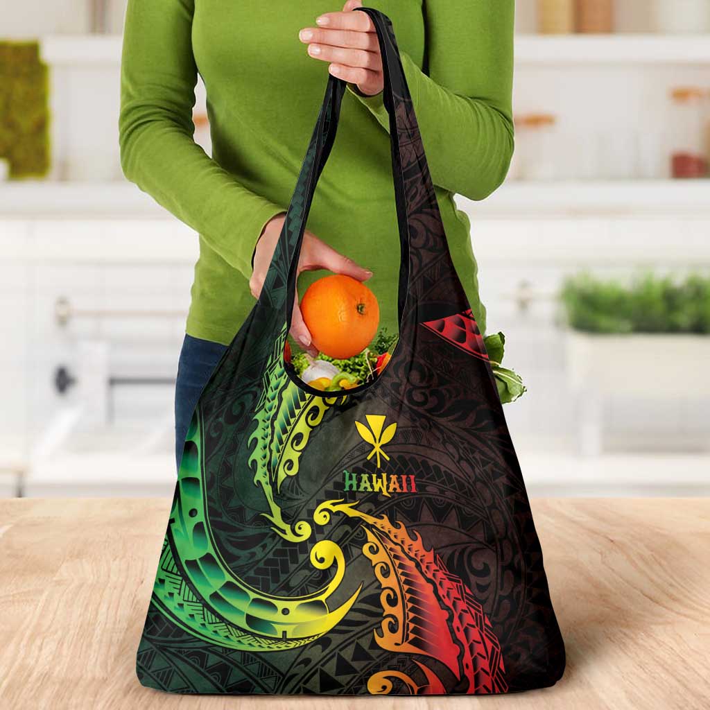 AAPI Heritage Month Grocery Bag Kanaka Maoli Polynesian Tribal Wave LT05 - Polynesian Pride