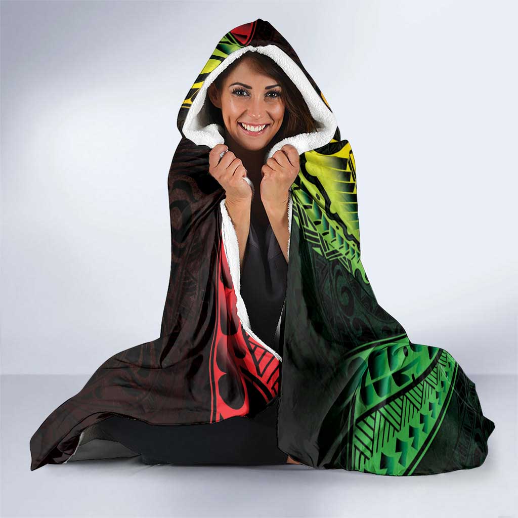 AAPI Heritage Month Hooded Blanket Kanaka Maoli Polynesian Tribal Wave