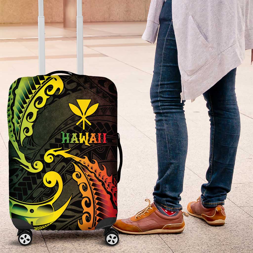 AAPI Heritage Month Luggage Cover Kanaka Maoli Polynesian Tribal Wave LT05 Reggae - Polynesian Pride