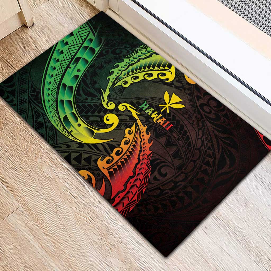 AAPI Heritage Month Rubber Doormat Kanaka Maoli Polynesian Tribal Wave LT05 - Polynesian Pride