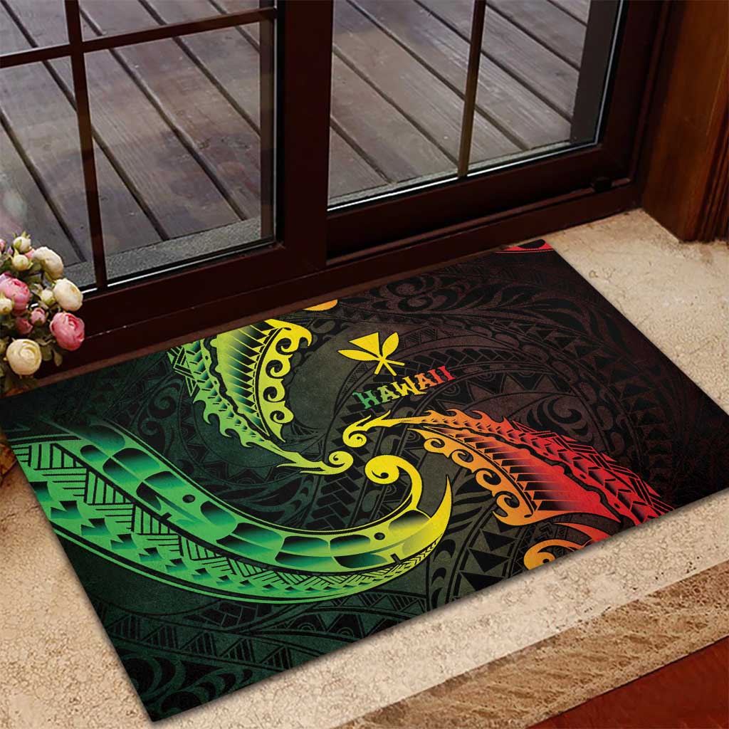 AAPI Heritage Month Rubber Doormat Kanaka Maoli Polynesian Tribal Wave LT05 - Polynesian Pride
