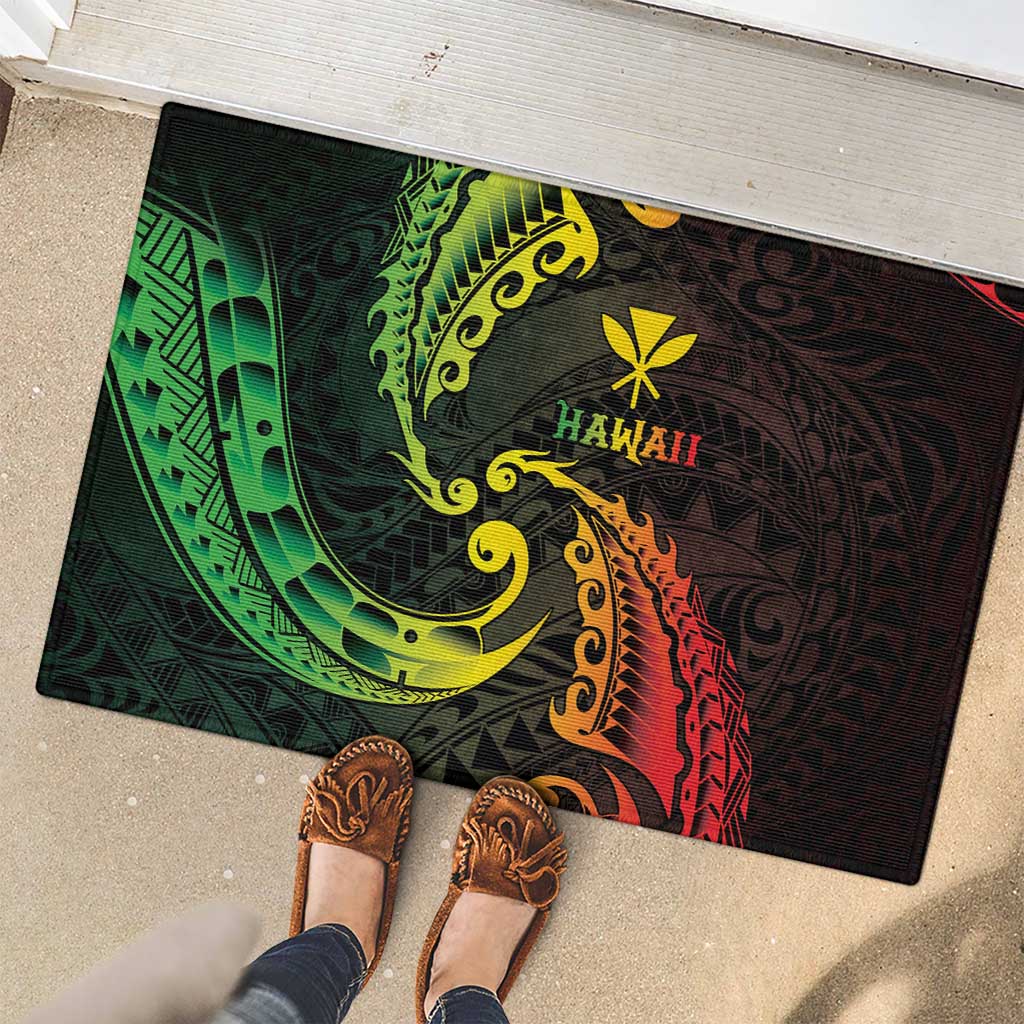 AAPI Heritage Month Rubber Doormat Kanaka Maoli Polynesian Tribal Wave LT05 - Polynesian Pride