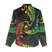 AAPI Heritage Month Women Casual Shirt Kanaka Maoli Polynesian Tribal Wave