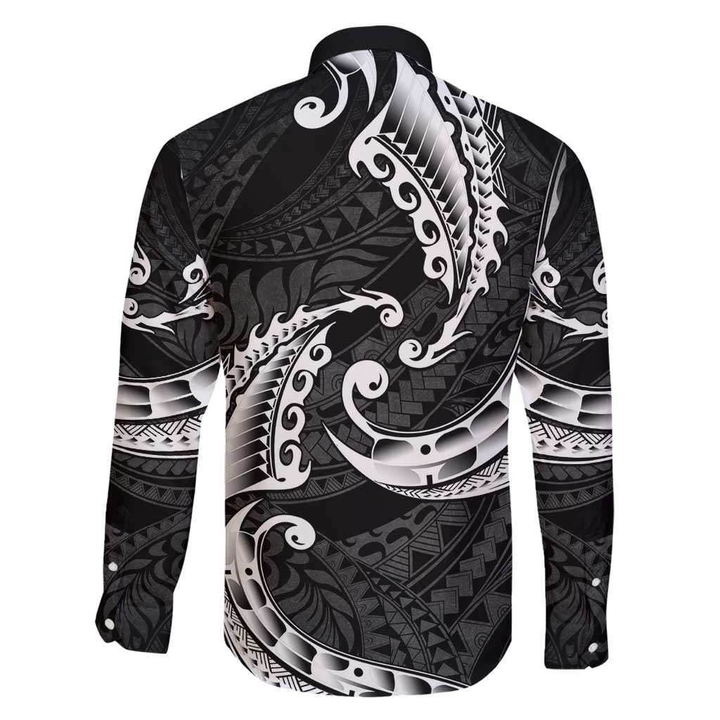 AAPI Heritage Month Family Matching Long Sleeve Bodycon Dress and Hawaiian Shirt American Samoa Polynesian Tribal Wave