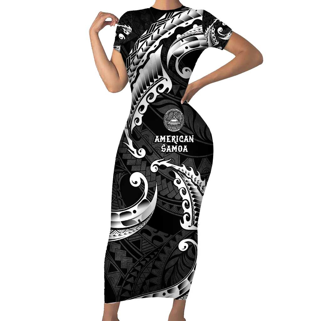 AAPI Heritage Month Family Matching Short Sleeve Bodycon Dress and Hawaiian Shirt American Samoa Polynesian Tribal Wave