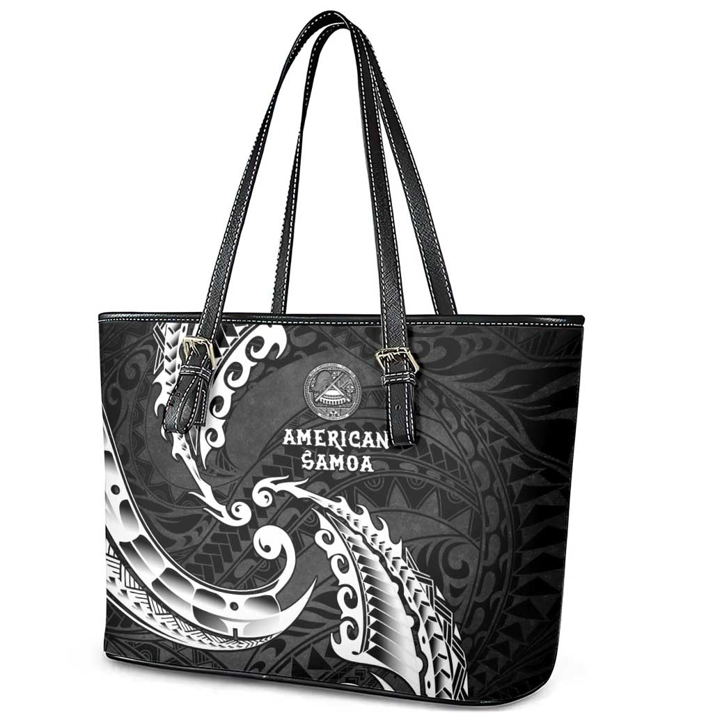 AAPI Heritage Month Leather Tote Bag American Samoa Polynesian Tribal Wave