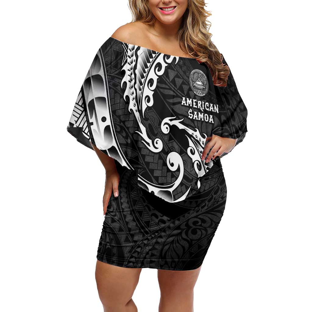AAPI Heritage Month Off Shoulder Short Dress American Samoa Polynesian Tribal Wave
