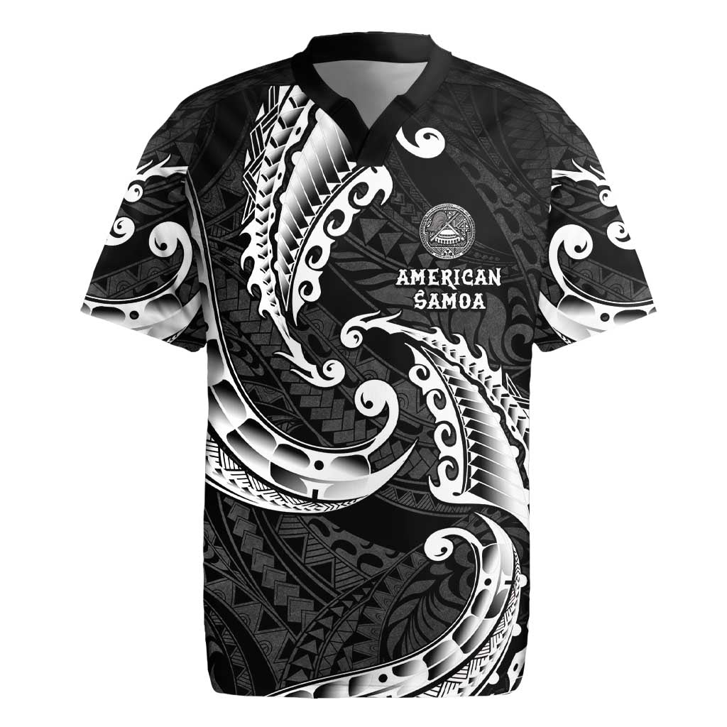 AAPI Heritage Month Rugby Jersey American Samoa Polynesian Tribal Wave LT05 Black - Polynesian Pride