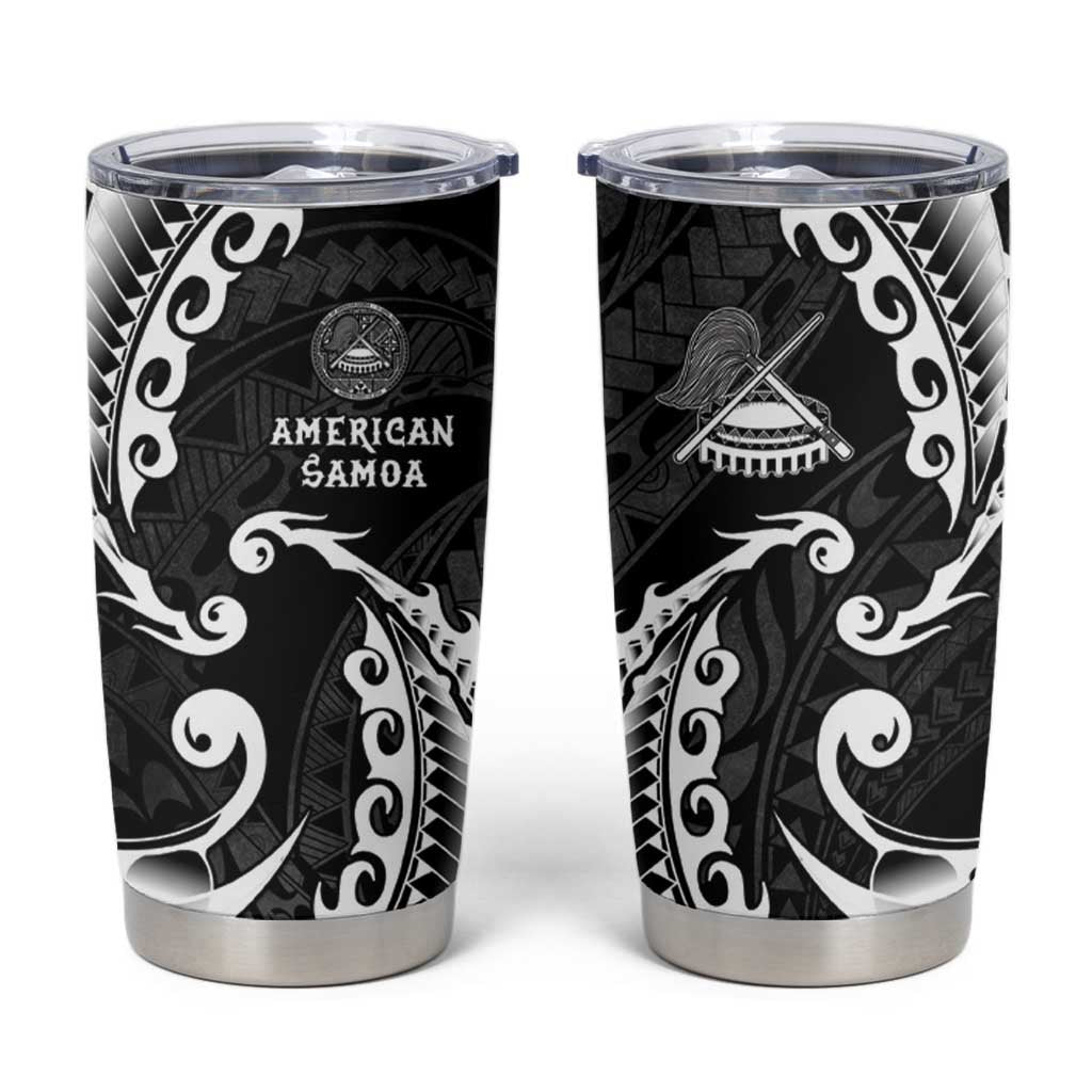 AAPI Heritage Month Tumbler Cup American Samoa Polynesian Tribal Wave LT05 Black - Polynesian Pride
